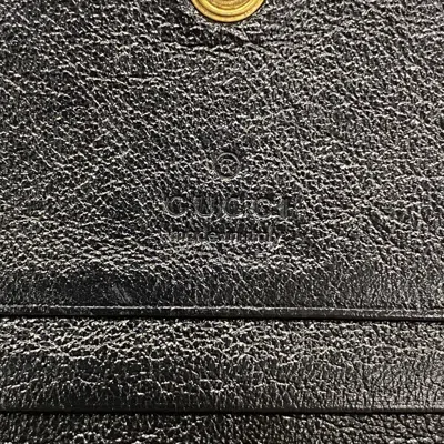 Pre-owned Gucci Black Red Color Leather Wallet (bi-fold) () In Multi