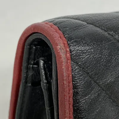 Pre-owned Gucci Black Red Color Leather Wallet (bi-fold) () In Multi