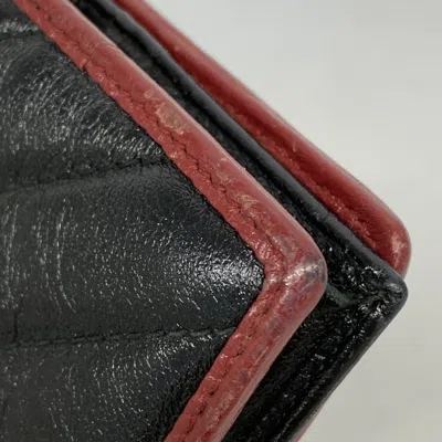 Pre-owned Gucci Black Red Color Leather Wallet (bi-fold) () In Multi
