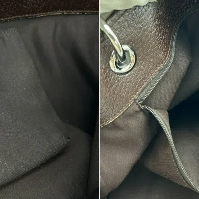 Pre-owned Gucci Gg Canvas Brown Leather Canvas Tote Bag ()