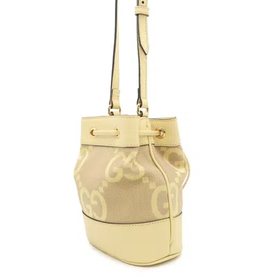 Pre-owned Gucci Yellow Gg Canvas Leather Shoulder Bag ()