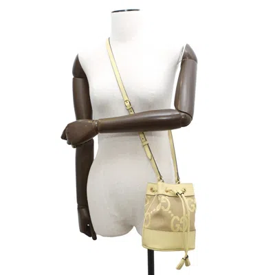 Pre-owned Gucci Yellow Gg Canvas Leather Shoulder Bag ()