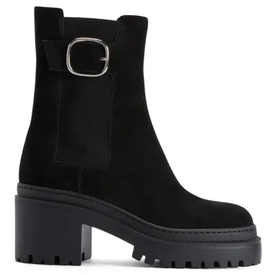 Giuseppe Zanotti Platform Suede Chelsea Boots In Black