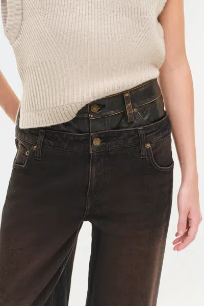 Simkhai Women's Kove Double Waistband Denim Pants In Terranea In Brown