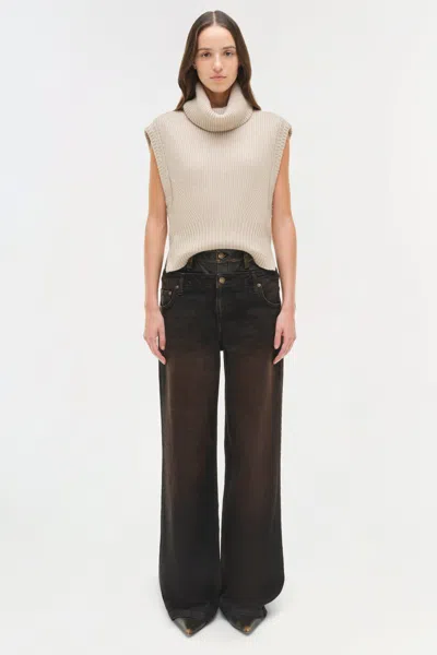 Simkhai Women's Kove Double Waistband Denim Pants In Terranea In Brown