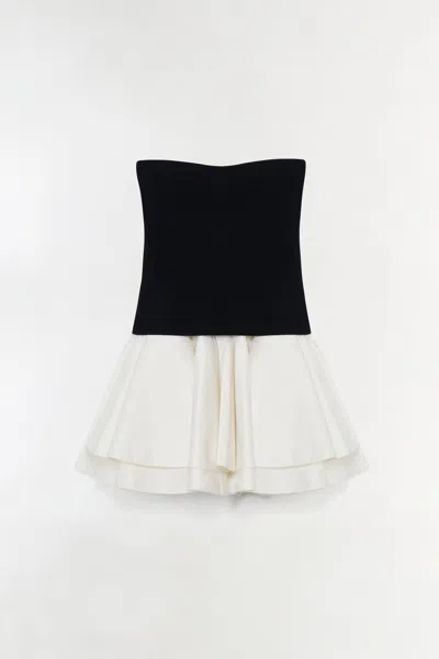 Simkhai Isabelle Taffeta Knit Mini Dress In Black/multi In Multi