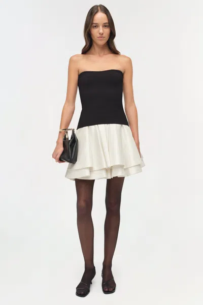 Simkhai Isabelle Taffeta Knit Mini Dress In Black/multi In Multi