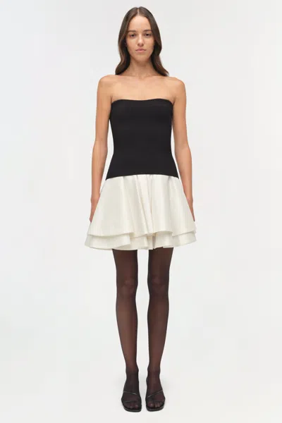 Simkhai Isabelle Taffeta Knit Mini Dress In Black/multi In Multi