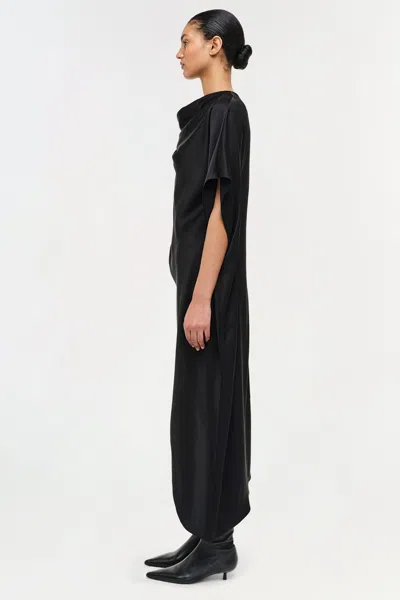 Simkhai Sadia Satin Mini Cape Dress In Black In Black
