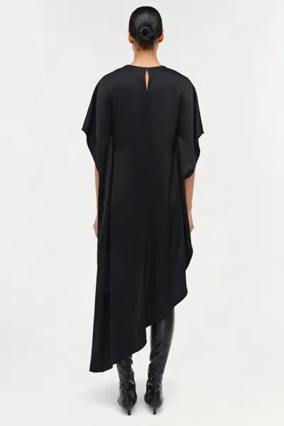 Simkhai Sadia Satin Mini Cape Dress In Black In Black