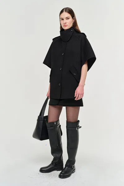Simkhai Jones Wool Cape Jacket In Black In Black