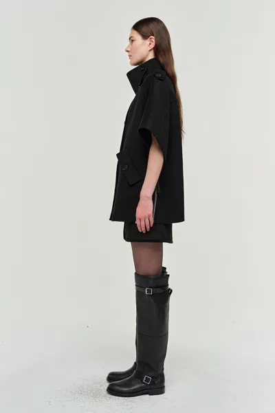 Simkhai Jones Wool Cape Jacket In Black In Black