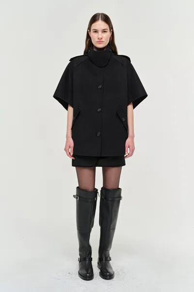 Simkhai Jones Wool Cape Jacket In Black In Black