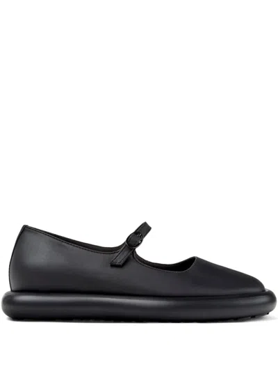 Camper Onda Leather Buckled Flat Pumps In Black