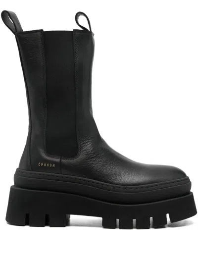 Copenhagen Leather Boots In Black