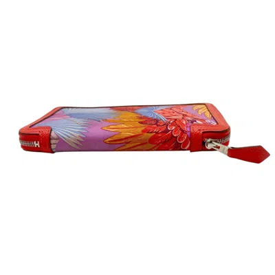Pre-owned Hermes Soie Cool Rose Jaipur Silk Leather Long Wallet (bi-fold) ()