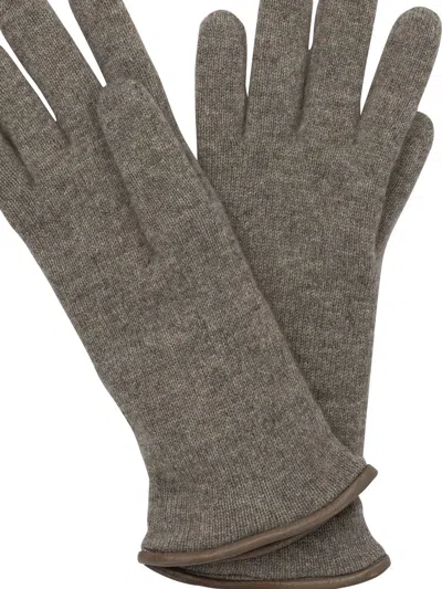 Restelli Cashmere Gloves With Knit Texture And Long Length In Gray