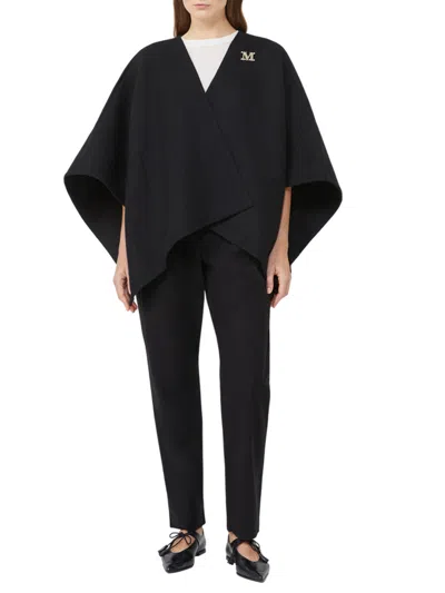 Max Mara Alpaca And Wool Cape In Black