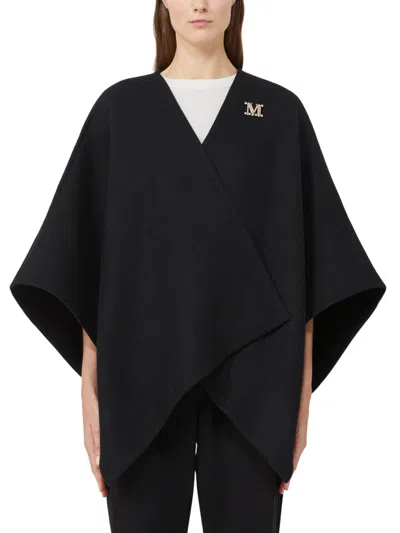 Max Mara Alpaca And Wool Cape In Black