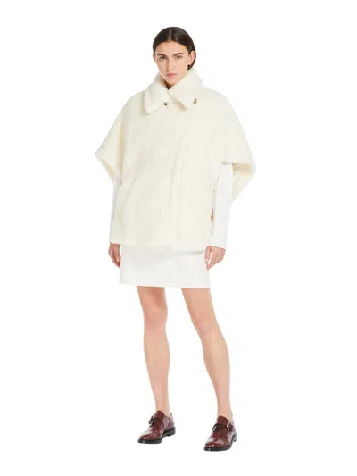 Max Mara Alpaca And Wool Teddy Cape In White