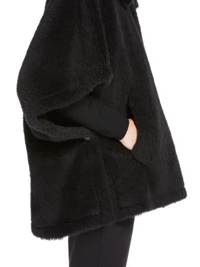 Max Mara Alpaca And Wool Teddy Cape In Black