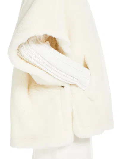 Max Mara Alpaca And Wool Teddy Cape In White