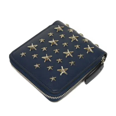 Pre-owned Jimmy Choo Navy Leather Wallet (bi-fold) () In Blue