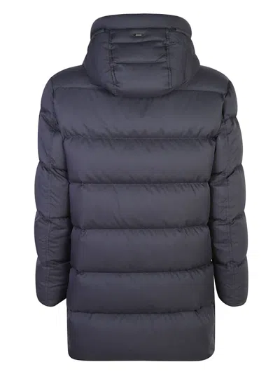 Herno Zip-up Hooded Drawstring Puffer Coat In Black