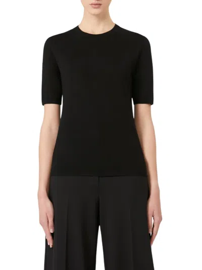 Max Mara Basic Wool Crew Neck Sweater In Black