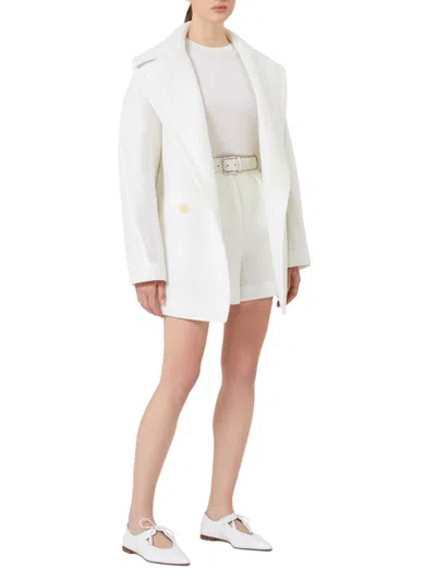 Max Mara Basic Slim Fit Wool Sweater Crew Neck In White