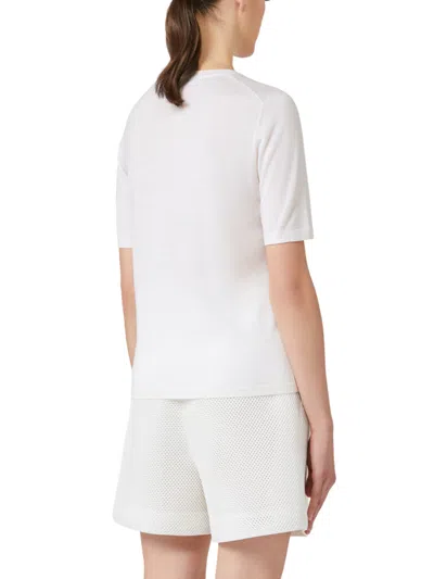 Max Mara Basic Slim Fit Wool Sweater Crew Neck In White