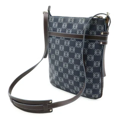 Pre-owned Loewe Dark Brown Navy Pvc Leather Pouch Shoulder Bag ()