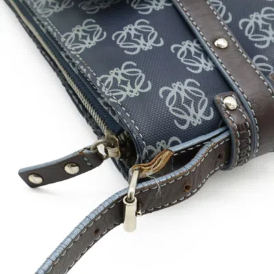 Pre-owned Loewe Dark Brown Navy Pvc Leather Pouch Shoulder Bag ()