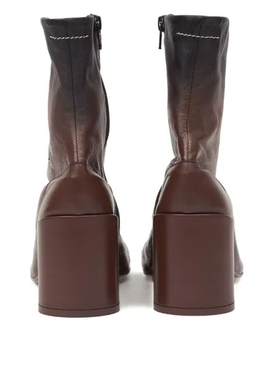 Mm6 Maison Margiela Anatomic Block-heel Boots In Brown