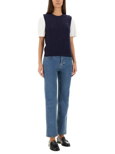 Polo Ralph Lauren Ctn Cbl Slp Cleeveless Pullover In Blue