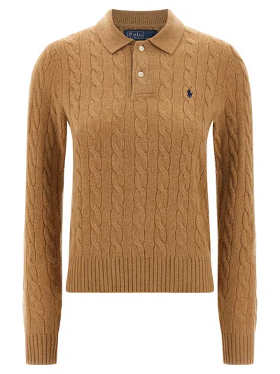 Polo Ralph Lauren Braided Shirt Polo Beige In Brown