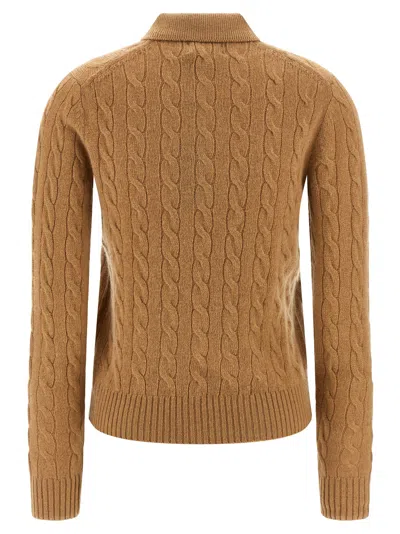 Polo Ralph Lauren Braided Shirt Polo Beige In Brown