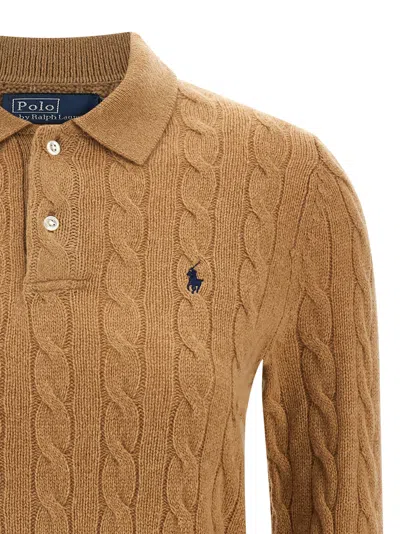 Polo Ralph Lauren Braided Shirt Polo Beige In Brown