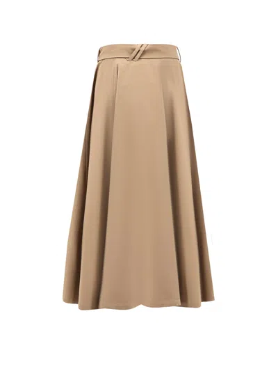 Burberry Beige Skirt With Adjustable Belt And Button Closure In Cotton Woman In Brown