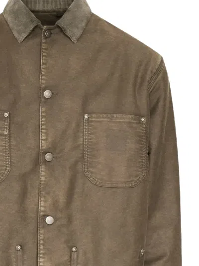 Maison Margiela Buttoned Corduroy Jacket Flap Pockets In Brown