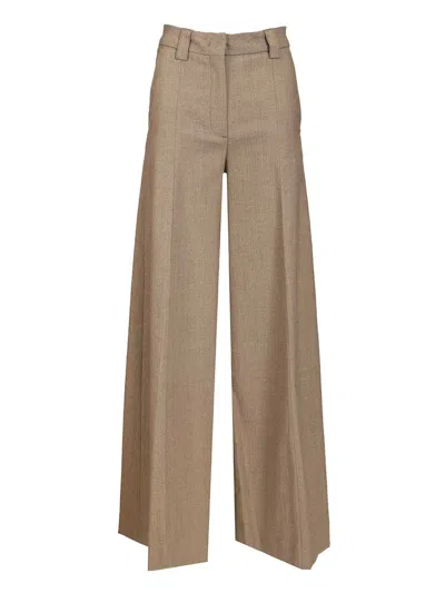 The Latest C-alma Wide Leg Poli/lana Resca Trousers Beige In Neutral