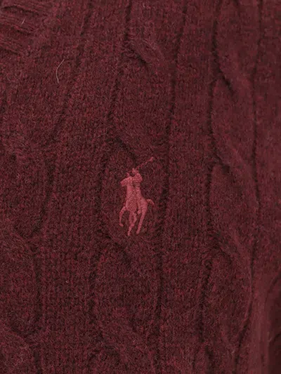 Polo Ralph Lauren Bordeaux Sleeveless Vest With V Neck And Pony Embroidery On The Front In Wool And Cashmere Man In Burgundy
