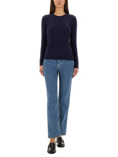 Polo Ralph Lauren Dark Blue Cotton Sweater In Blue