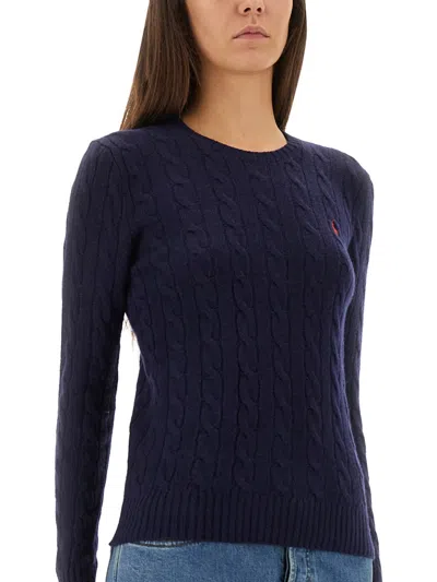 Polo Ralph Lauren Dark Blue Cotton Sweater In Blue