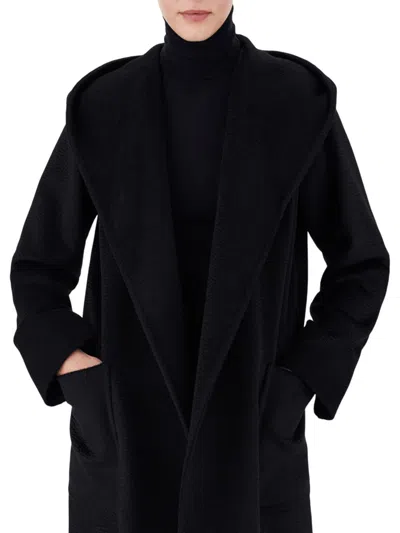 Max Mara Rialto Hooded Belted Coat In Black