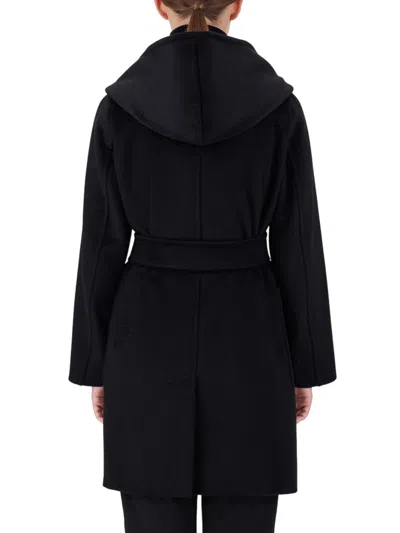 Max Mara Rialto Hooded Belted Coat In Black