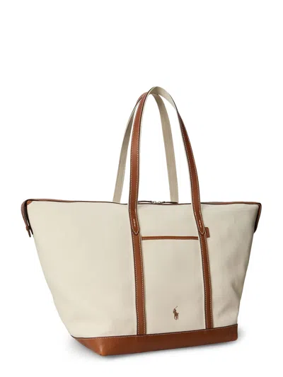 Polo Ralph Lauren Canvas Travel Bag With Leather Profiles