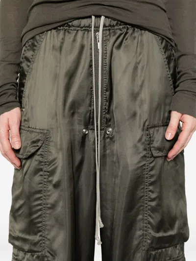 Rick Owens Wide Leg Trousers Elasticated Waistband In Green
