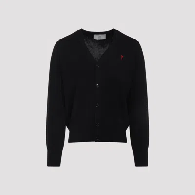 Ami Alexandre Mattiussi Ami Classic V-neck Cardigan With Button-down Front In Black