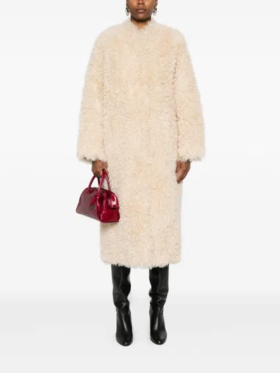 Stand Studio Beige Tailored Coat With Classic Silhouette In Neutral